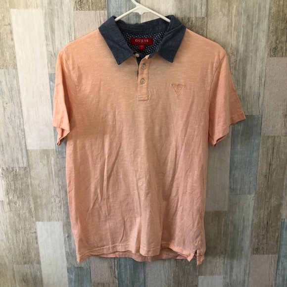 GUESS Retro Denim Trim Short Sleeve Polo Shirt - Picture 1 of 8